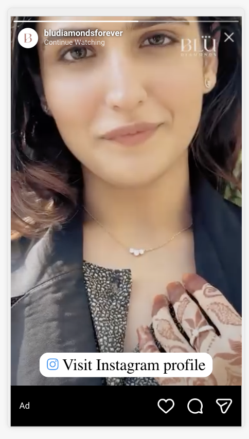 Instagram Story ad — solitaire pendant