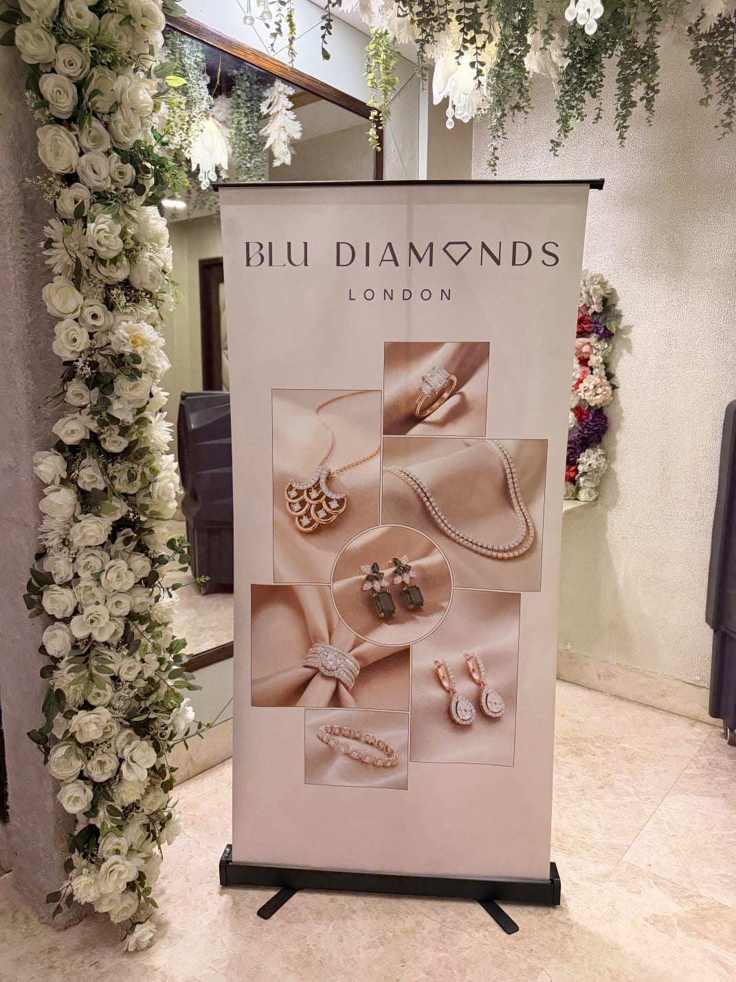 Blu Diamonds standee at venue