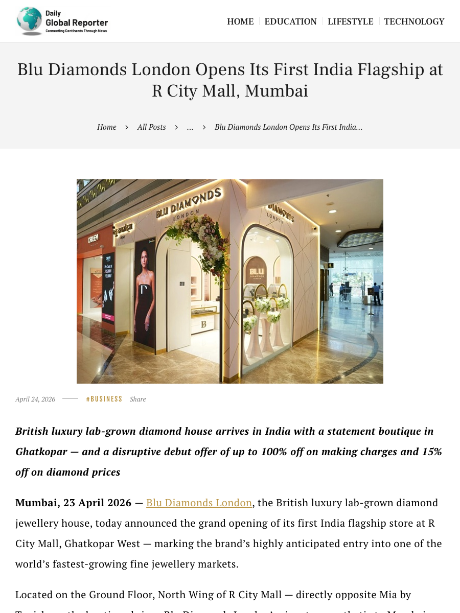 Daily Global Reporter article